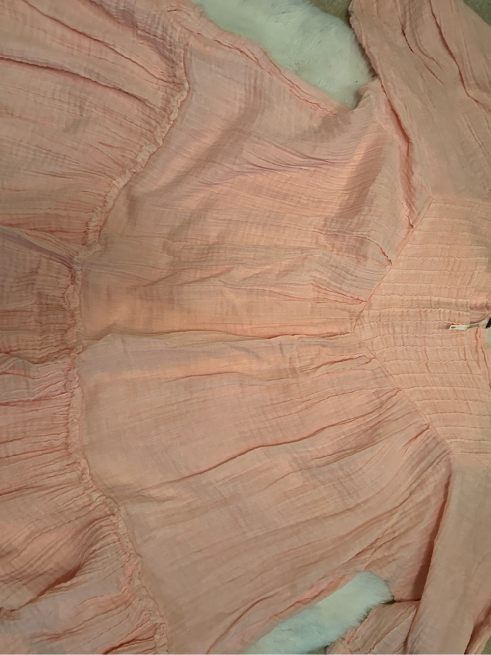 Free People Peach Pink Long Sleeve Peasant Top